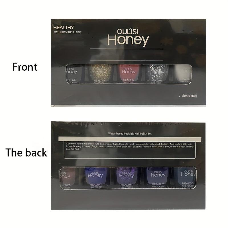 10pcs Water-Based Peelable Nail Polish Set