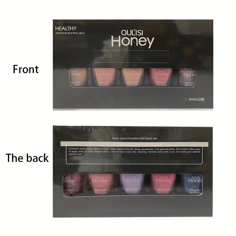 10pcs Water-Based Peelable Nail Polish Set
