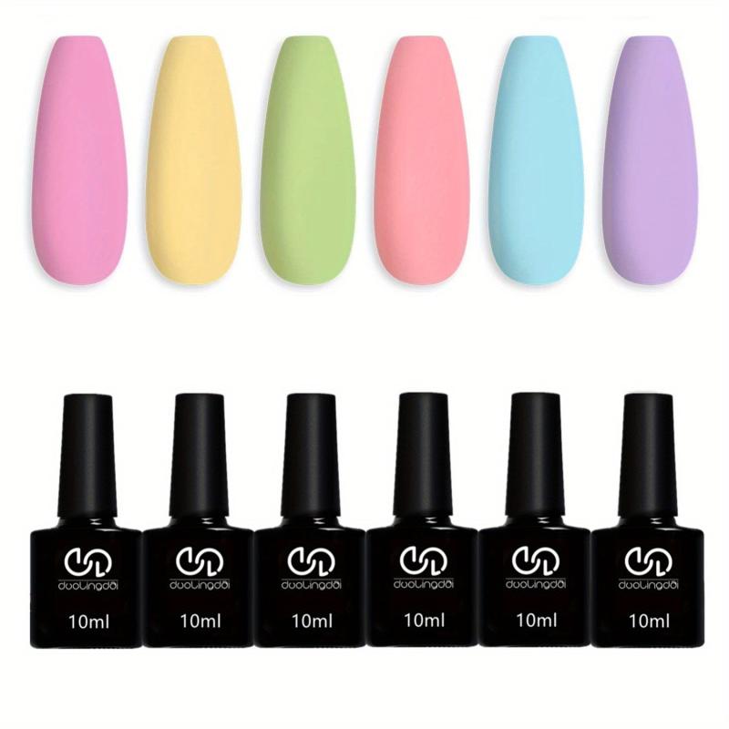 6 Colors Pastel Gel Nail Polish Set for Salon and DIY Nail Art