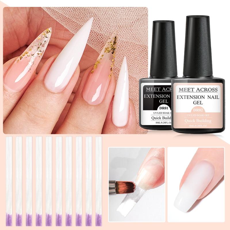 Fiberglass Nail Extension Kit: Clear Pink Builder Nail Gel