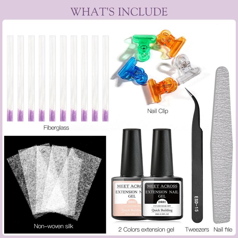 Fiberglass Nail Extension Kit: Clear Pink Builder Nail Gel
