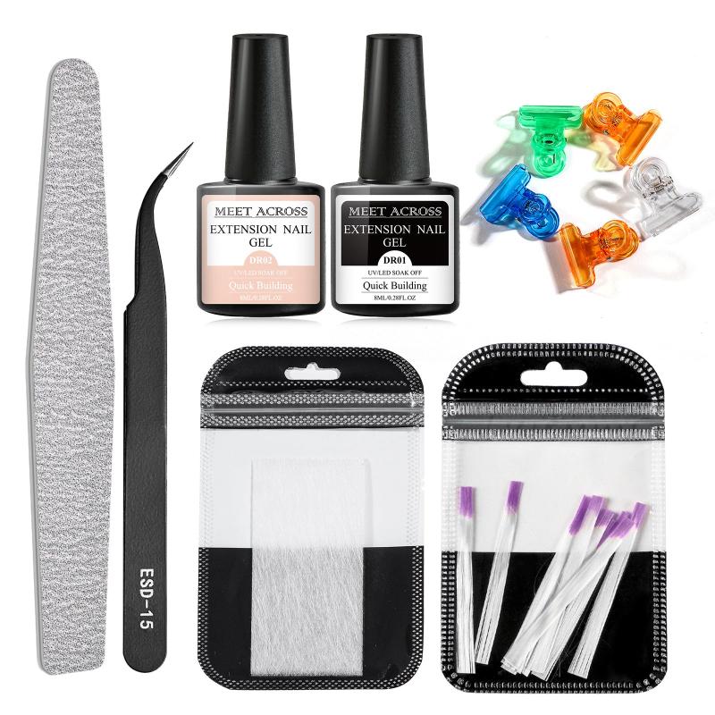 Fiberglass Nail Extension Kit: Clear Pink Builder Nail Gel