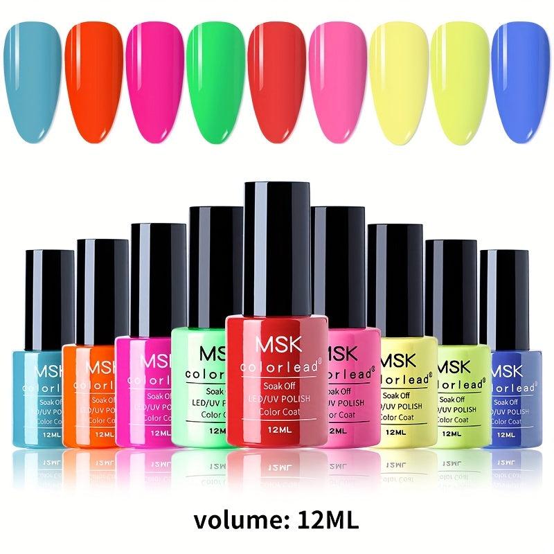 Red Pink Gel Nail Polish Set Soak Off Pastel Glitter Salon Art