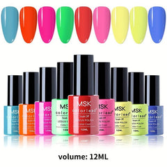 Red Pink Gel Nail Polish Set Soak Off Pastel Glitter Salon Art