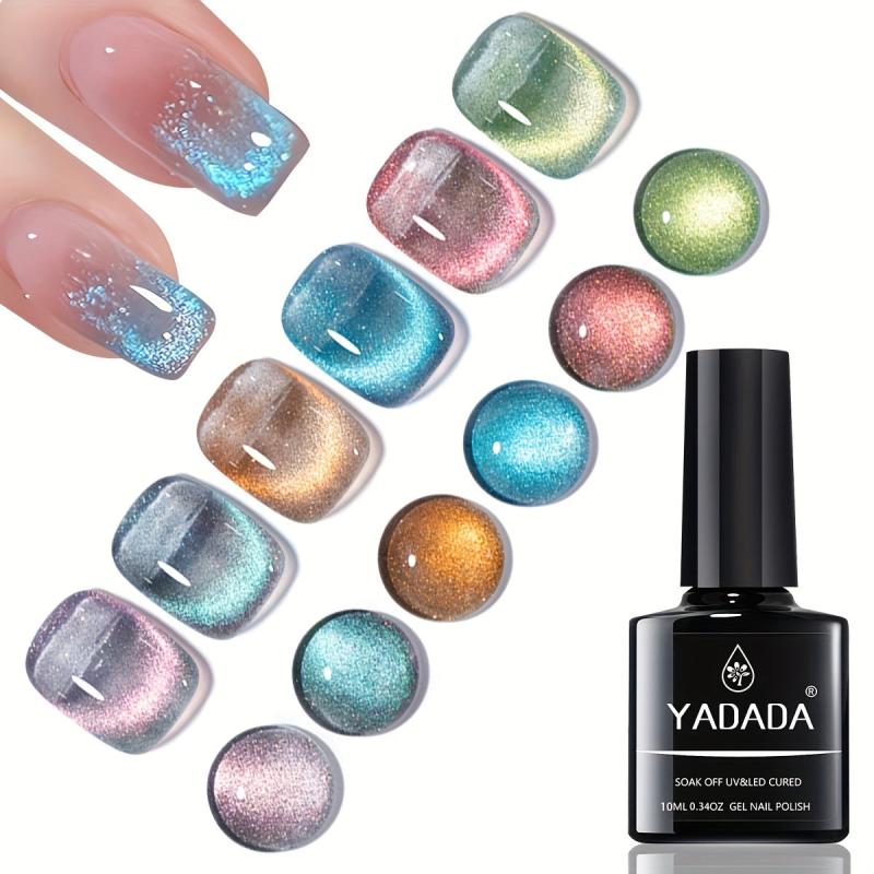 6pcs 10ml Reflective Glitter Cat Eye Gel Nail Polish Kit