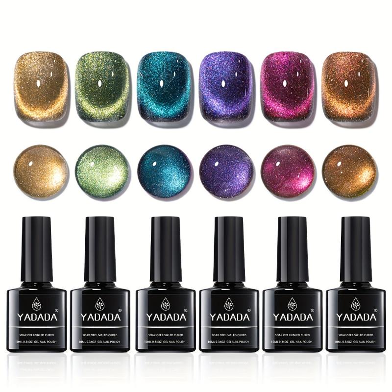 6pcs 10ml Reflective Glitter Cat Eye Gel Nail Polish Kit