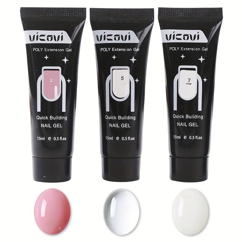 3pcs Nail Extension Gel Kit 15Ml Crystal Quick Nail Gel for Nail Art DIY