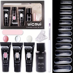 3pcs Nail Extension Gel Kit 15Ml Crystal Quick Nail Gel for Nail Art DIY