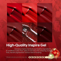 6 Colors Glitter Gel Nail Polish Set for DIY Manicures - Red Burgundy Bloody Red