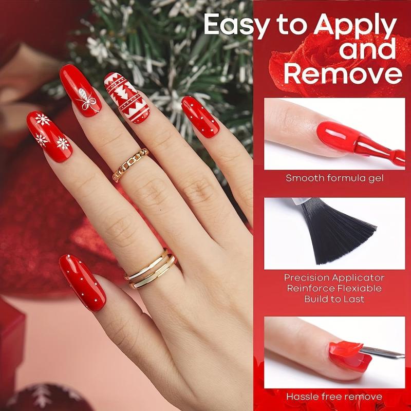 6 Colors Glitter Gel Nail Polish Set for DIY Manicures - Red Burgundy Bloody Red