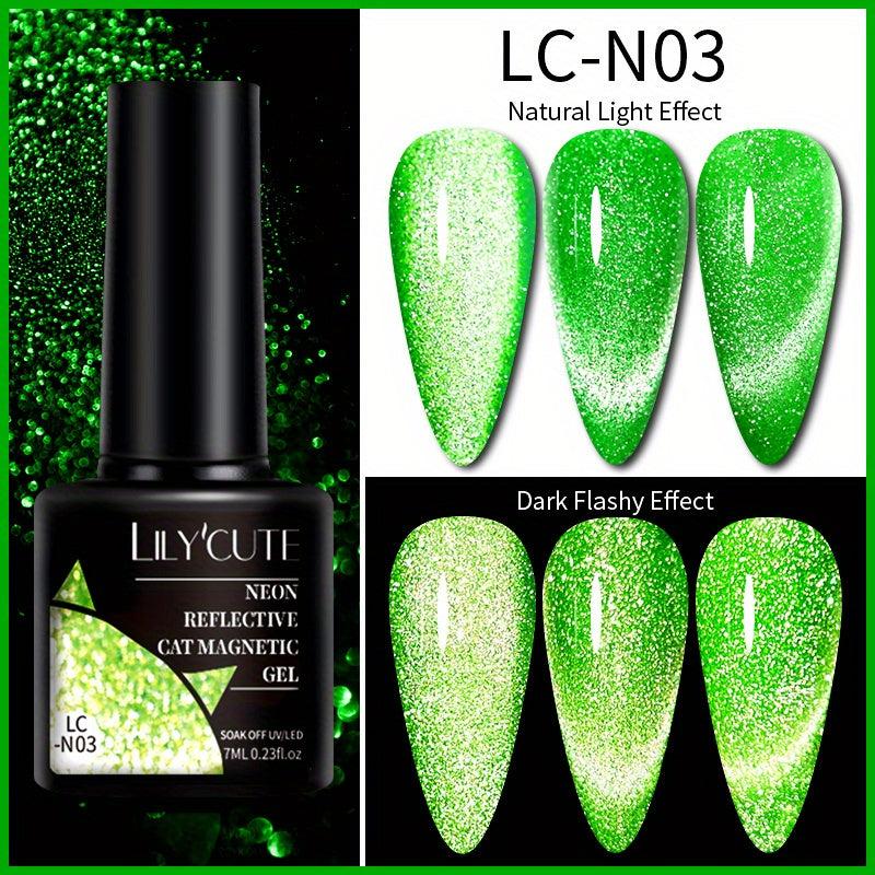 Neon Reflective Glitter Cat Magnetic Gel Nail Polish