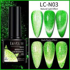 Neon Reflective Glitter Cat Magnetic Gel Nail Polish