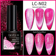 Neon Reflective Glitter Cat Magnetic Gel Nail Polish