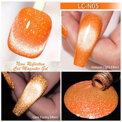 Neon Reflective Glitter Cat Magnetic Gel Nail Polish