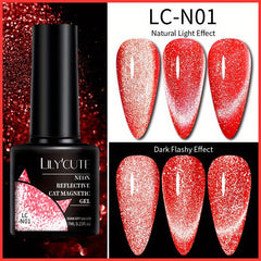 Neon Reflective Glitter Cat Magnetic Gel Nail Polish