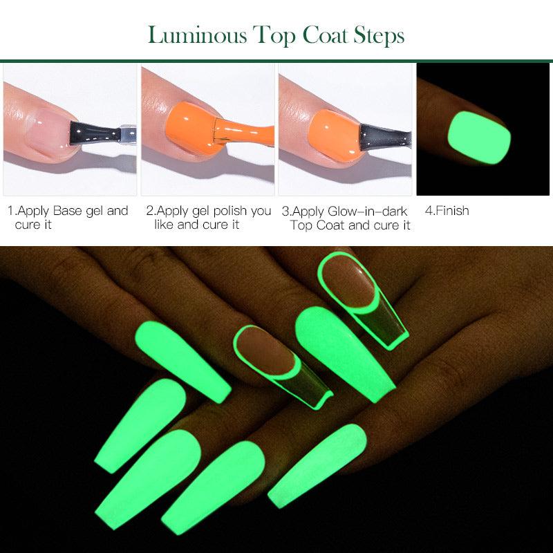 Glow in the Dark Gel Nail Polish Luminous Top Coat for Salon Manicure DIY