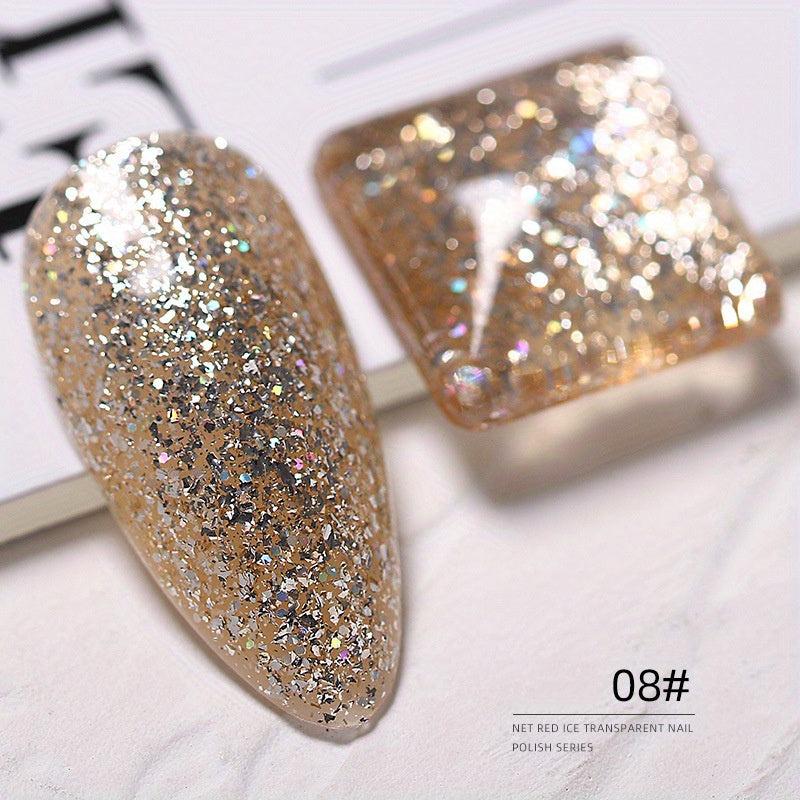Glitter Gel Nail Polish with Diamond Sequins