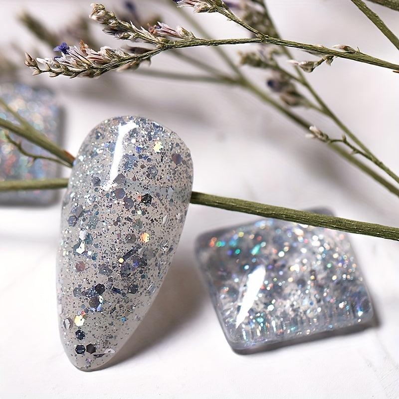 Glitter Gel Nail Polish with Diamond Sequins