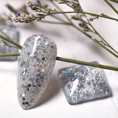 Glitter Gel Nail Polish with Diamond Sequins