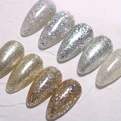 Glitter Gel Nail Polish with Diamond Sequins