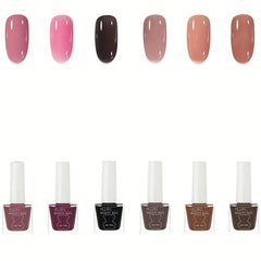 6pcs Water Based Nail Polish Set - Quick Drying Lasting Glossy Lacquer