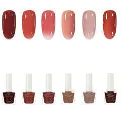 6pcs Water Based Nail Polish Set - Quick Drying Lasting Glossy Lacquer