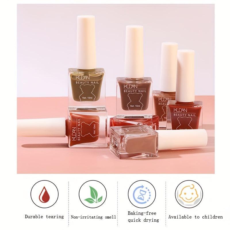 6pcs Water Based Nail Polish Set - Quick Drying Lasting Glossy Lacquer