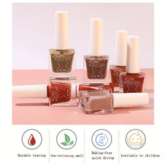 6pcs Water Based Nail Polish Set - Quick Drying Lasting Glossy Lacquer