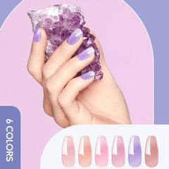 6 Piece Gel Nail Polish Kit Pink & Purple Colors