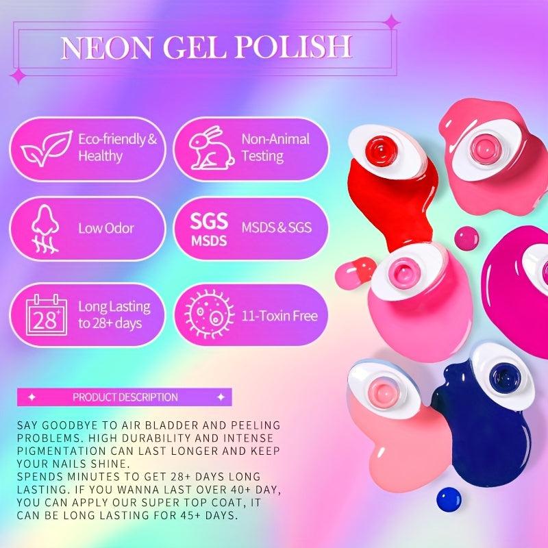 15ml Neon Gel Nail Polish Set - Hot Pink, Purple, Yellow