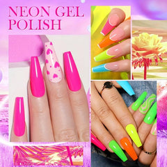 15ml Neon Gel Nail Polish Set - Hot Pink, Purple, Yellow