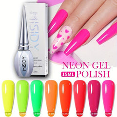 15ml Neon Gel Nail Polish Set - Hot Pink, Purple, Yellow