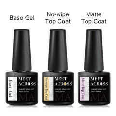 2 Pcs Gel Polish Kit: Top Coat, Matte Top Coat, Gel Polish Base