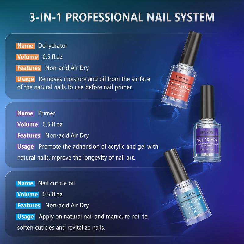 Professional Nail Kit with Dehydrator, Bond Primer, Cuticle Fast Air Dry