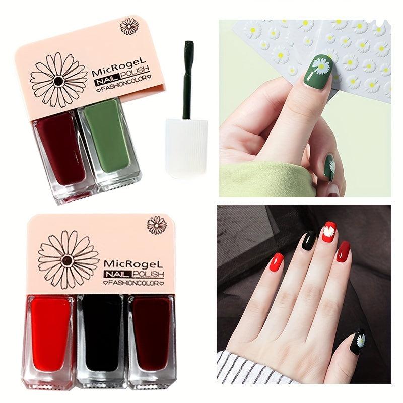 3pcs Peelable Water based Nail Polish Set Quick Drying Lasting Nail Lacquers
