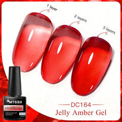 Amber Gel Nail Crystal Red Gel Polish Nail Art DIY