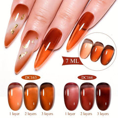Amber Gel Nail Crystal Red Gel Polish Nail Art DIY