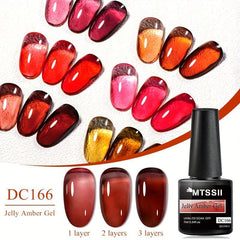 Amber Gel Nail Crystal Red Gel Polish Nail Art DIY