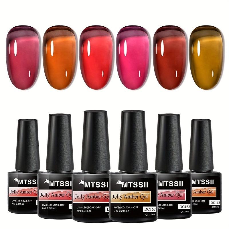 Amber Gel Nail Crystal Red Gel Polish Nail Art DIY