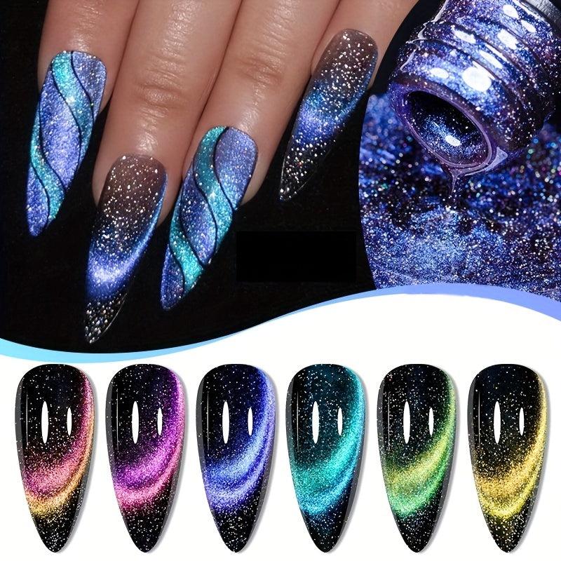 9D Cat Eye Gel Nail Polish Chameleon Magic Galaxy Effect Soak Off Varnish