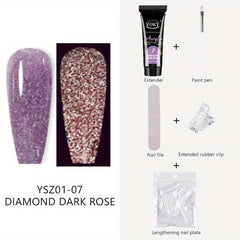 5pcs Reflective Glitter Nail Gel Set with Clip, File, Brush, and Tips