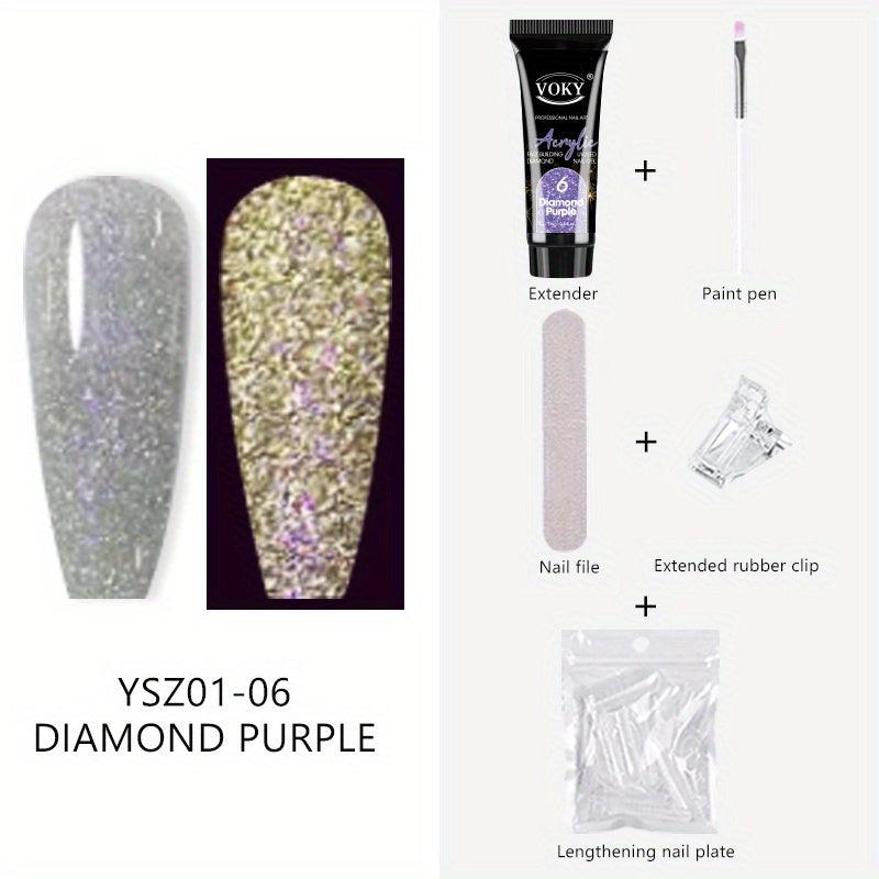 5pcs Reflective Glitter Nail Gel Set with Clip, File, Brush, and Tips