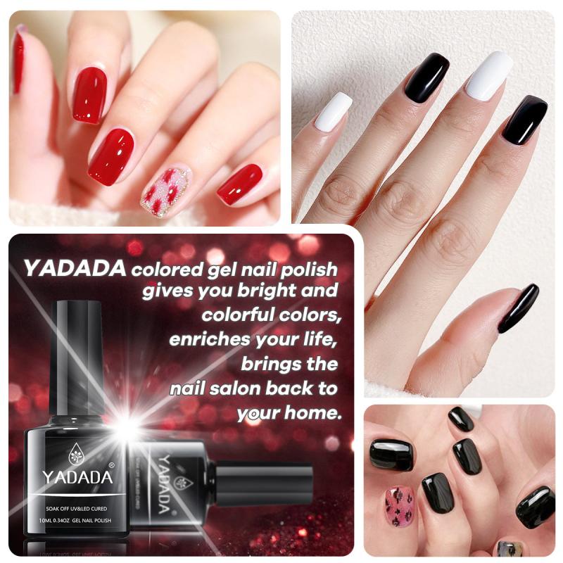 Red And Gel Nail Polish Set Long Lasting Quick Drying Formula No Wipe 10ml 2pcs