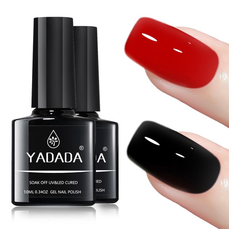 Red And Gel Nail Polish Set Long Lasting Quick Drying Formula No Wipe 10ml 2pcs