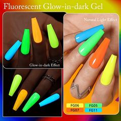 12 Colors Glow In Dark Gel Nail Polish Soak Off Bright Pink Green Yellow Sparkle