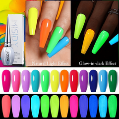 12 Colors Glow In Dark Gel Nail Polish Soak Off Bright Pink Green Yellow Sparkle
