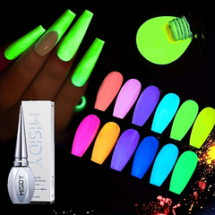 12 Colors Glow In Dark Gel Nail Polish Soak Off Bright Pink Green Yellow Sparkle