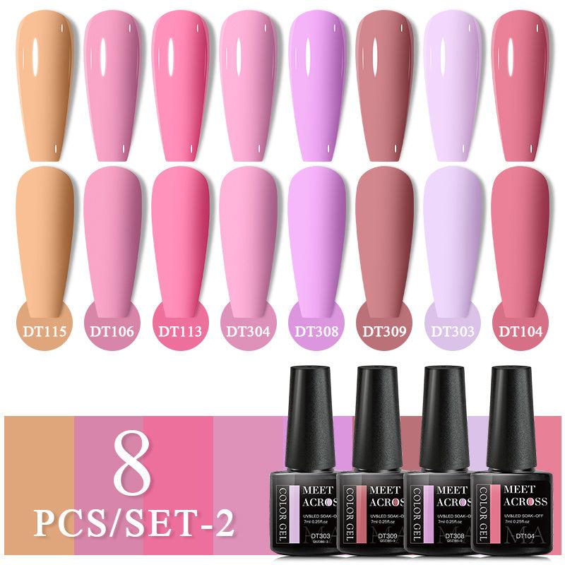 8pcs Neon Gel Nail Polish Set Bright Pink Yellow Green Long Lasting Varnish