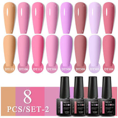 8pcs Neon Gel Nail Polish Set Bright Pink Yellow Green Long Lasting Varnish