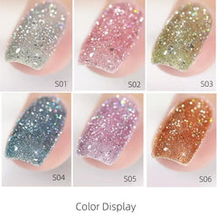 Glitter Gel Nail Polish with Sequins for Salon and Home Use